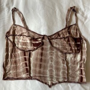 Brown Mutlicolor Cropped Tank